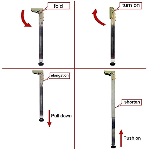 1 Pcs Furniture Legs,Foldable Lifting Table Legs,Stainless Steel Telescopic Bar Table Support Feet,Adjustable Protective Base,with Screws (80cm/31.49in,Silver)