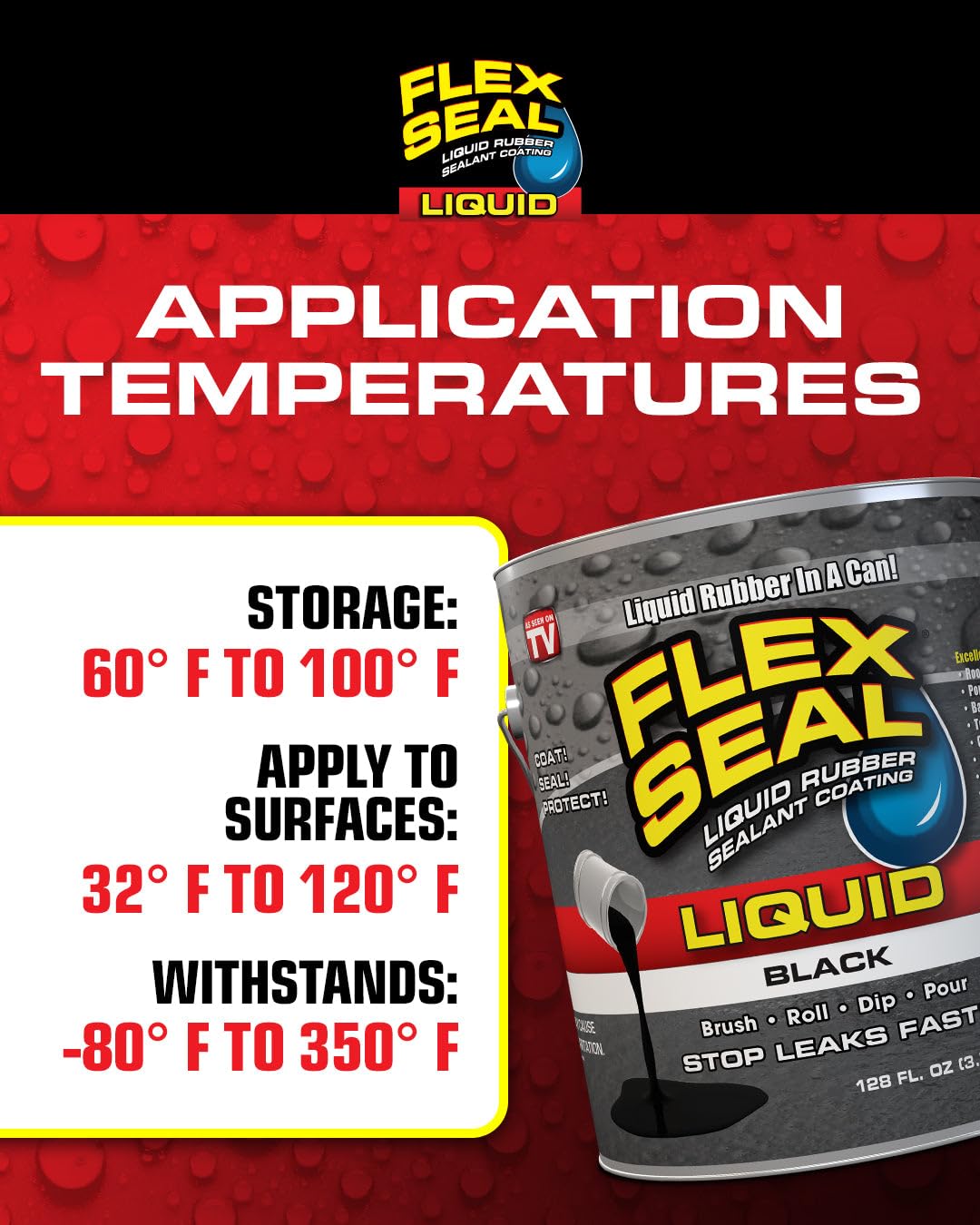 Flex Seal Liquid, Liquid Rubber Coating Sealant, Waterproof, Flexible, Breathable, and UV Resistant, Roof Repair, Basements, RV, Campers, Trailers, Marine, EPDM, Masonry, 1 Gallon, Black