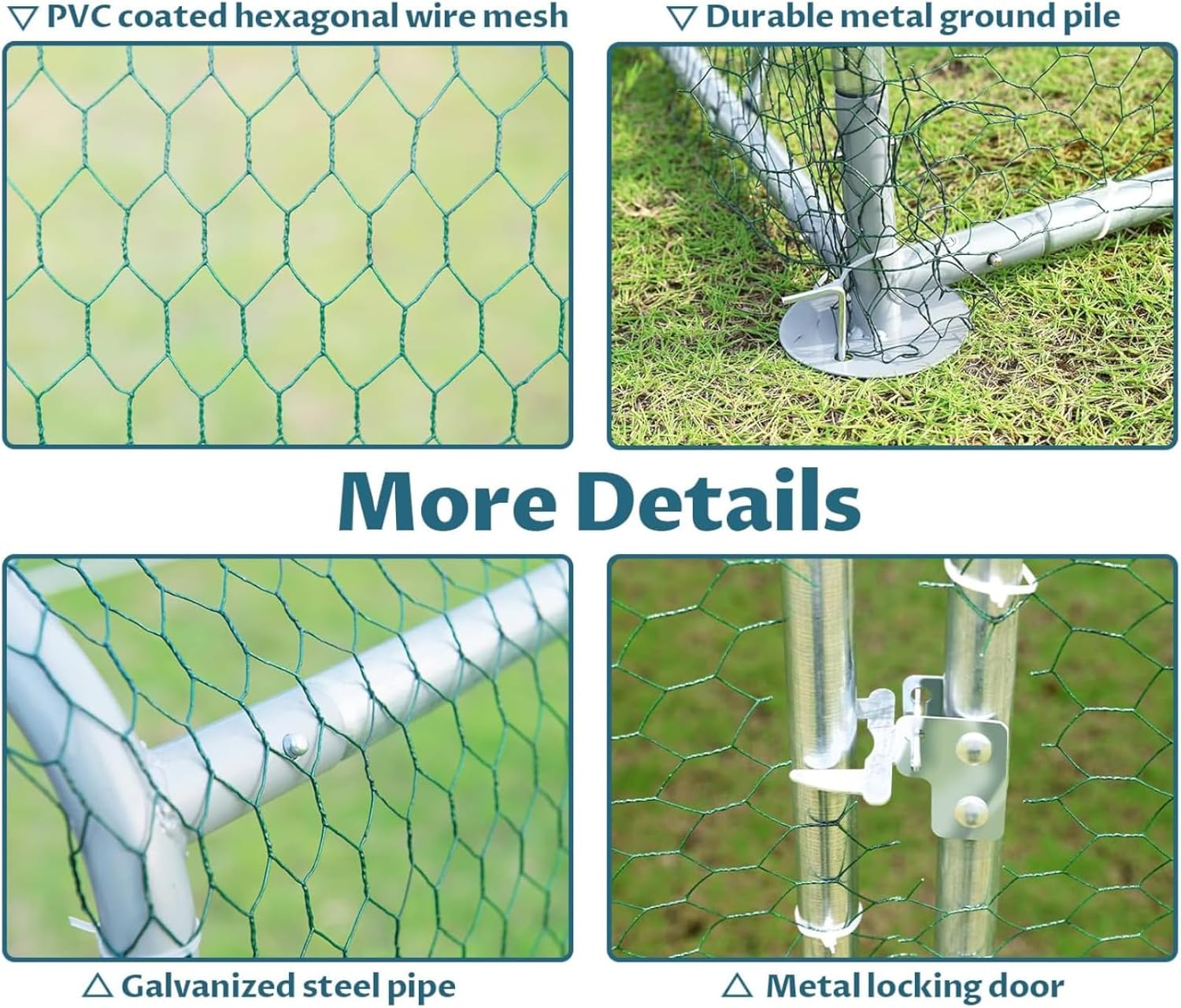 Large Metal Chicken Coop Walk-in Poultry Cage Chicken Run Pen Dog Kennel Duck House with Waterproof and Anti-Ultraviolet Cover for Outdoor Farm Use(9.2'W x 12.5'L x 6.5'H)