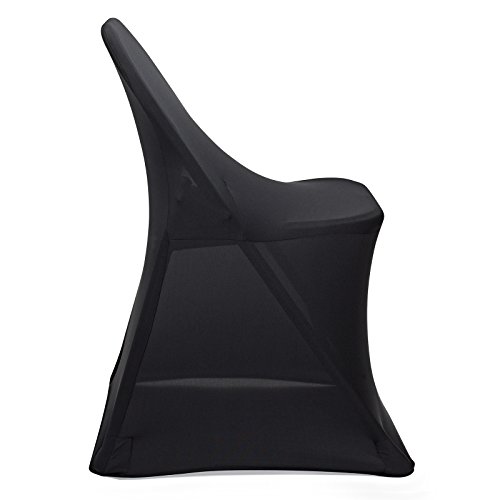 Lann's Linens 100 pcs Black Spandex Folding Chair Covers for Wedding, Party, and Banquet