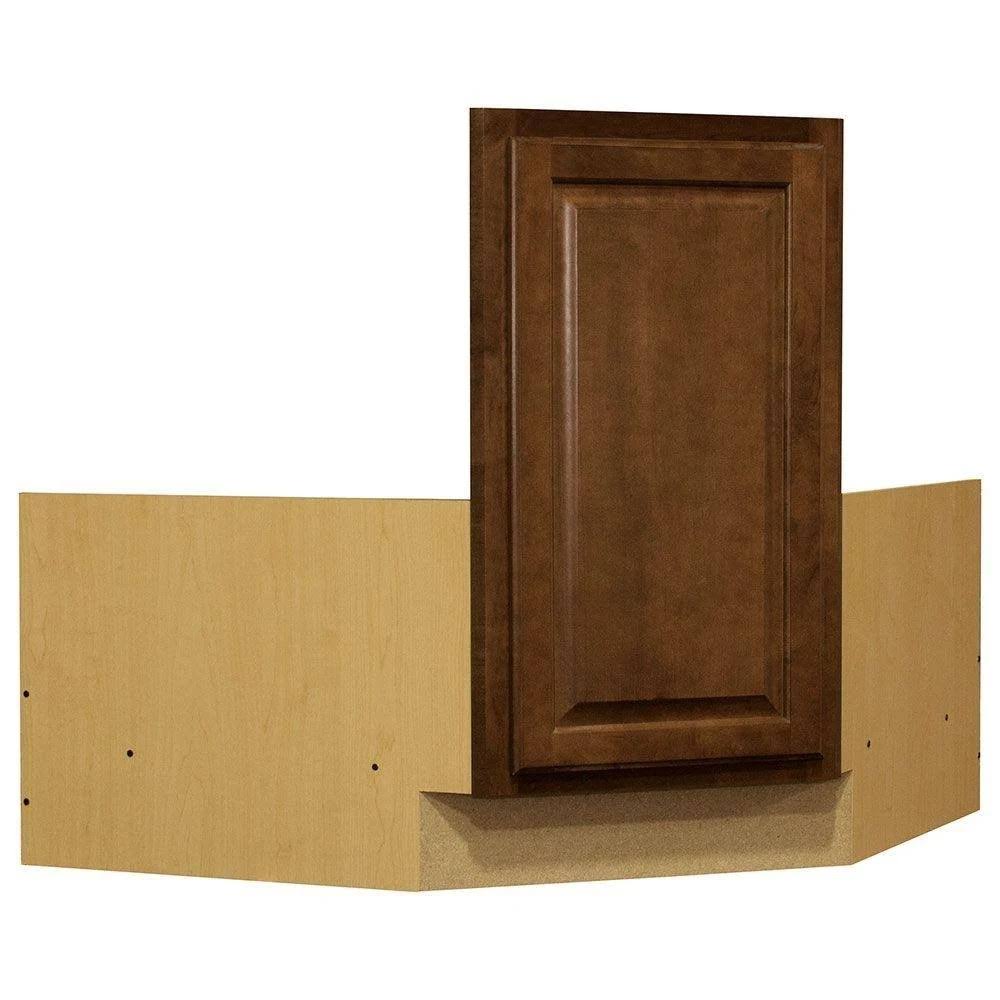 Hampton Bay Hampton Ready to Assemble 36 x 34.5 x 24 in. Corner Sink Base Kitchen Cabinet in Cognac KCSB36-COG