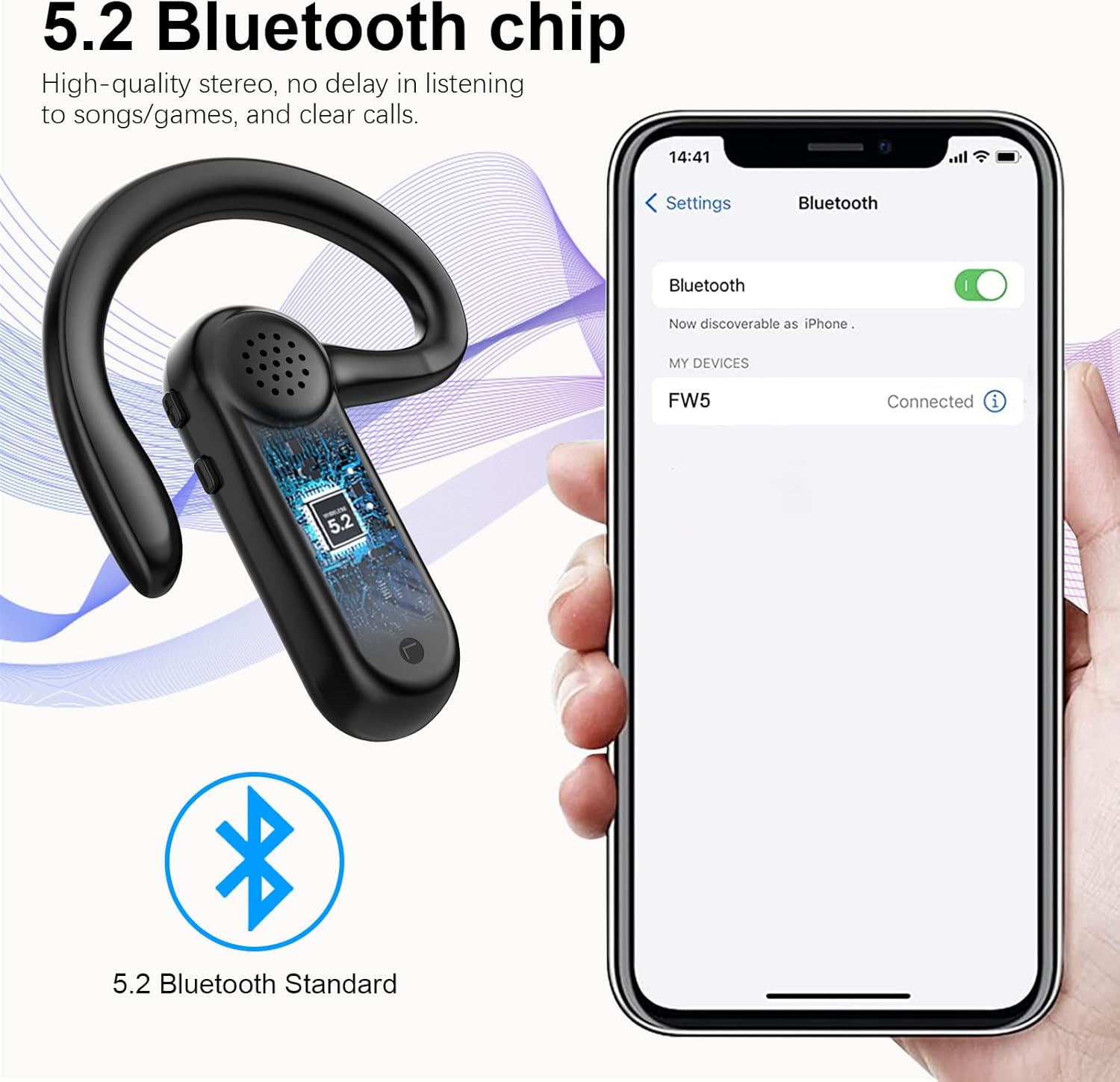 Open Ear Headphones True Wireless Earbuds with Earhooks and Charging Case, Bluetooth 5.2 Sport Open Ear Earbuds Waterproof Wireless Headphones Open Earbuds Built-in Mic for Running/Walking/Workout Pack of 2
