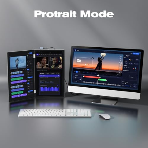 Laptop Screen Extender, Portable Monitor for Laptop 12" Full HD IPS Display, Dual Monitor Extender Compatible with 13-16 Inch Windows, Chrome & Mac