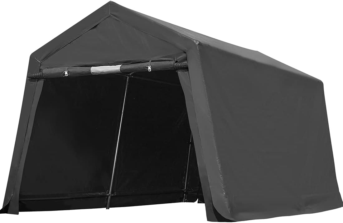 ADVANCE OUTDOOR 10X10 ft Heavy Duty Outdoor Patio Anti-Snow Portable Canopy Storage Shelter Shed Carport with 2 Rolled up Zipper Doors & Vents for Snowmobile Garden Tools, Gray