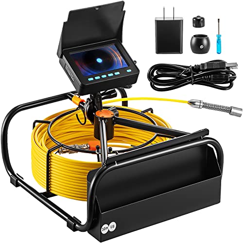 VEVOR Sewer Camera, 33ft/10M 4.3" Pipe Drain Inspection Camera with DVR Function & Snake Cable, Waterproof IP68 Borescope w/LED Lights, Industrial Endoscope for Home Wall Duct Drain Pipe Plumbing