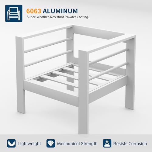 UDPATIO 8 Piece Aluminum Patio Furniture Set, Oversized Modern Outdoor Furniture Set with Olefin Fabric Cushion for Patio Deck Backyard, Dark Grey(with Waterproof Covers)