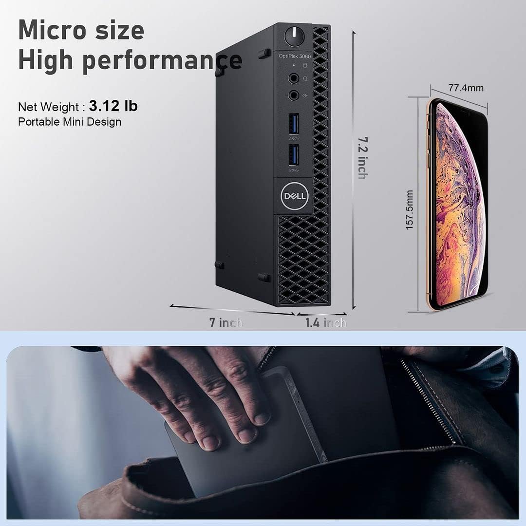 Dell Mini PC Windows 11 Pro OptiPlex 3060 Mini Computers,Intel i7-8700T up to 4.0Ghz,32GB DDR4 512GB M.2 NVMe SSD,AX210 Built-in WiFi 6E,HDMI Dual Monitor Support,Wireless Touch Keyboard(Renewed)