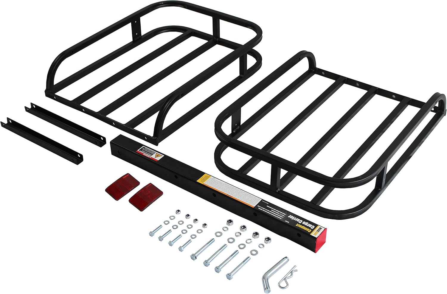 MaxxHaul 70107 53 x 19-1/2 Hitch Cargo Carrier - Trailer Hitch Mount Steel Cargo Carrier With High Side Rails For RV's, Trucks, SUV's, Vans, Cars With 2 Hitch Receiver - 500-lb Load Capacity , Black