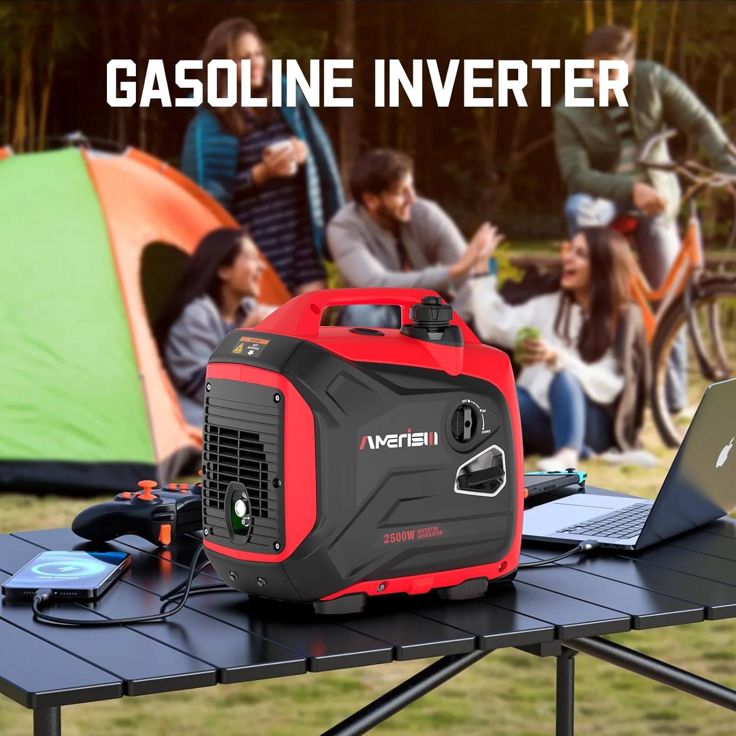 PowerSmart 2500-Watt Gas Powered Portable Inverter Generator - Ultral Light for Camping, RV Ready, Outdoor Use, Parallel Capability, EPA Compliant (AM5020) 2024 Version