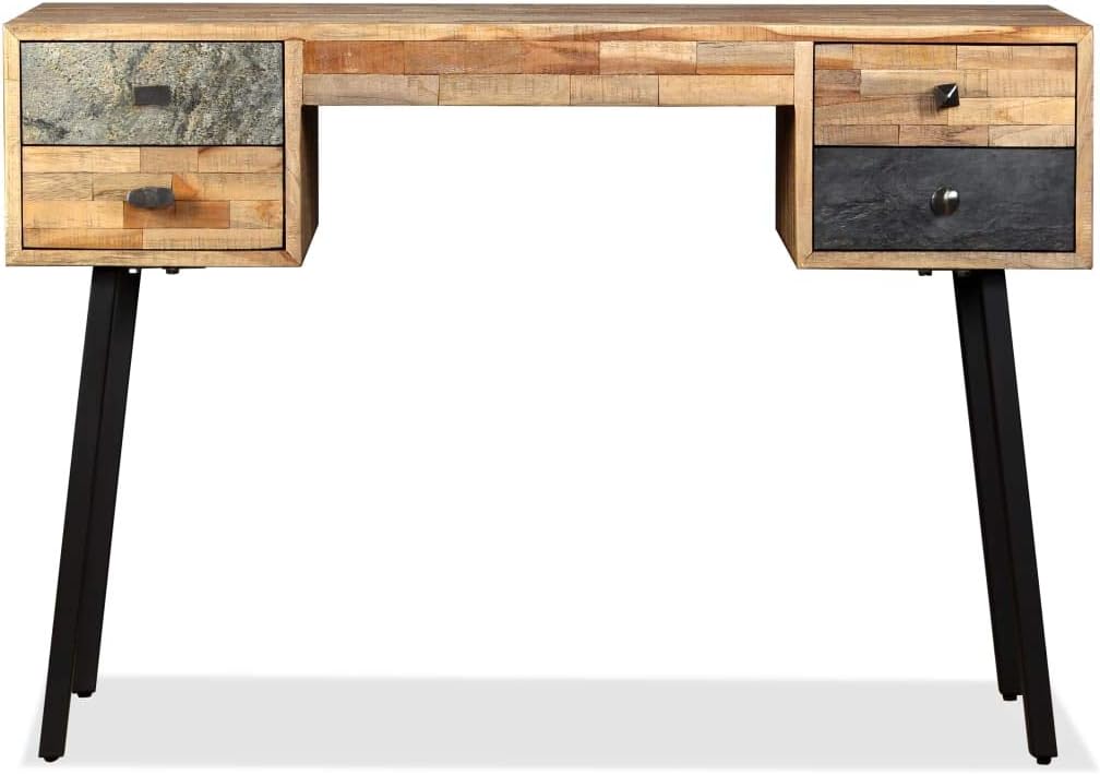 Writing Desk,Office Desk with Drawers,Study Desk,Secretary Desk,Bedroom Desk,with 4 Drawers,Can be Used as a Computer Table, Worktable, Solid Reclaimed Teak 43.3"x19.6"x29.9"