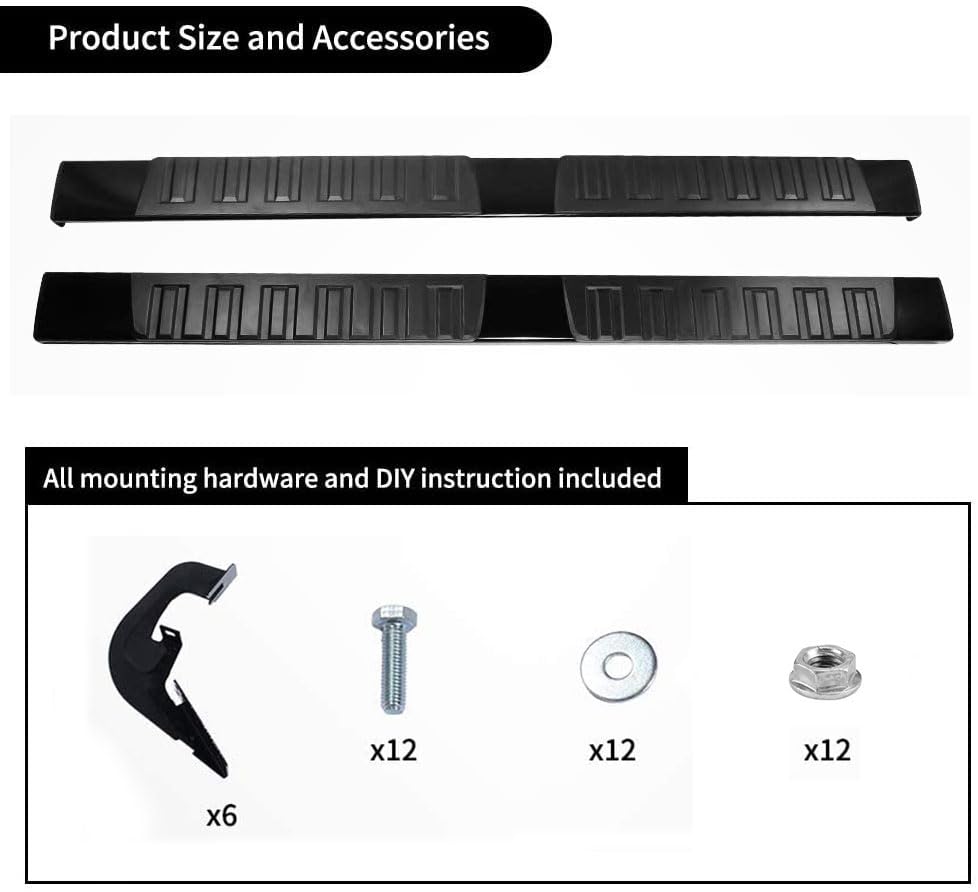 YITAMOTOR 6 inches Running Boards Compatible with 2019-2024 Chevy Silverado/GMC Sierra 1500 Double Cab, 2020-2024 Silverado Sierra 2500HD/3500HD Side Step Nerf Bars Side Bars (Exclude 2019 LD/Limited)