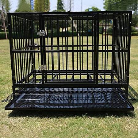 Walcut 42 inch Heavy Duty Dog Cage Crate Kennel Metal Pet Playpen Portable w/Tray Silver