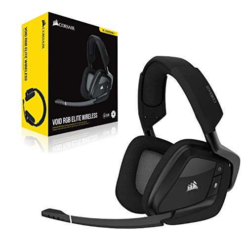 CORSAIR VOID RGB ELITE Wireless Gaming Headset – 7.1 Surround Sound – Omni-Directional Microphone – Microfiber Mesh Earpads – Up to 40ft Range – iCUE Compatible – PC, Mac, PS5, PS4 – White