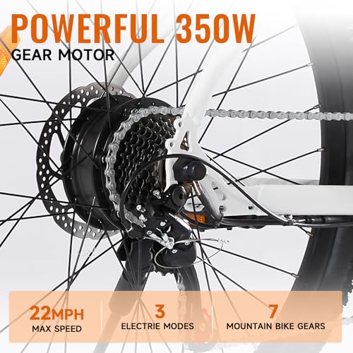 Electric Bike for Adults,26”Electric Mountain Bike 432Wh Removable Internal Battery & LCD Display, with 7-Speed, 20MPH 350W Brushless Motor Commuter Electric Bicycle