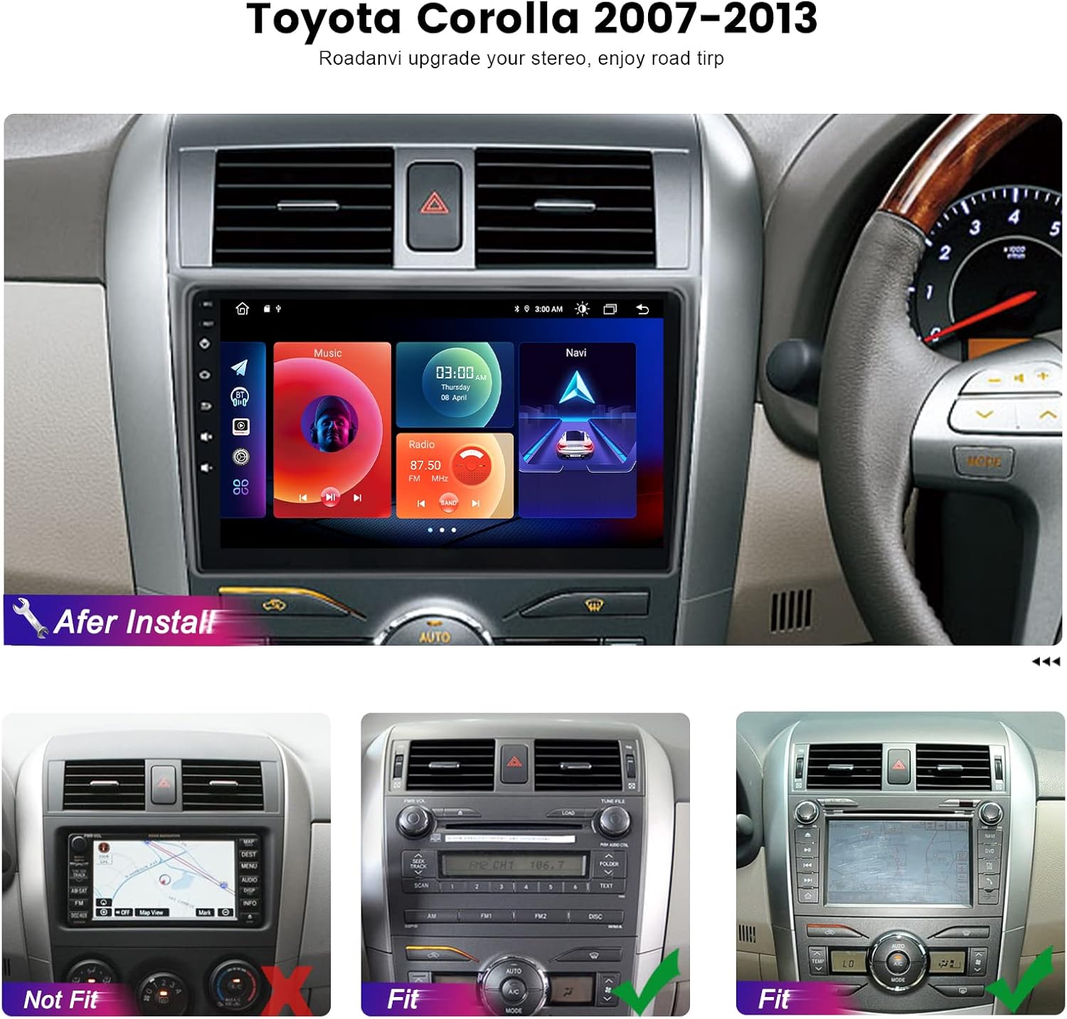 Roadanvi for Toyota Corolla 2019 2020 Car Stereo Radio for Car Navigation Carplay Android Auto Bluetooth 1280x720 IPS Touch Screen 4GB+64GB