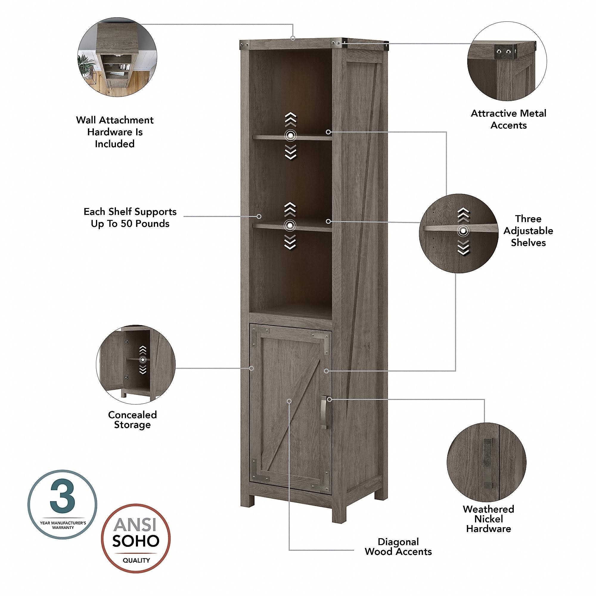 kathy ireland Home Cottage Grove - Bookcase - 5 shelves - laminated engineered wood - reclaimed pine