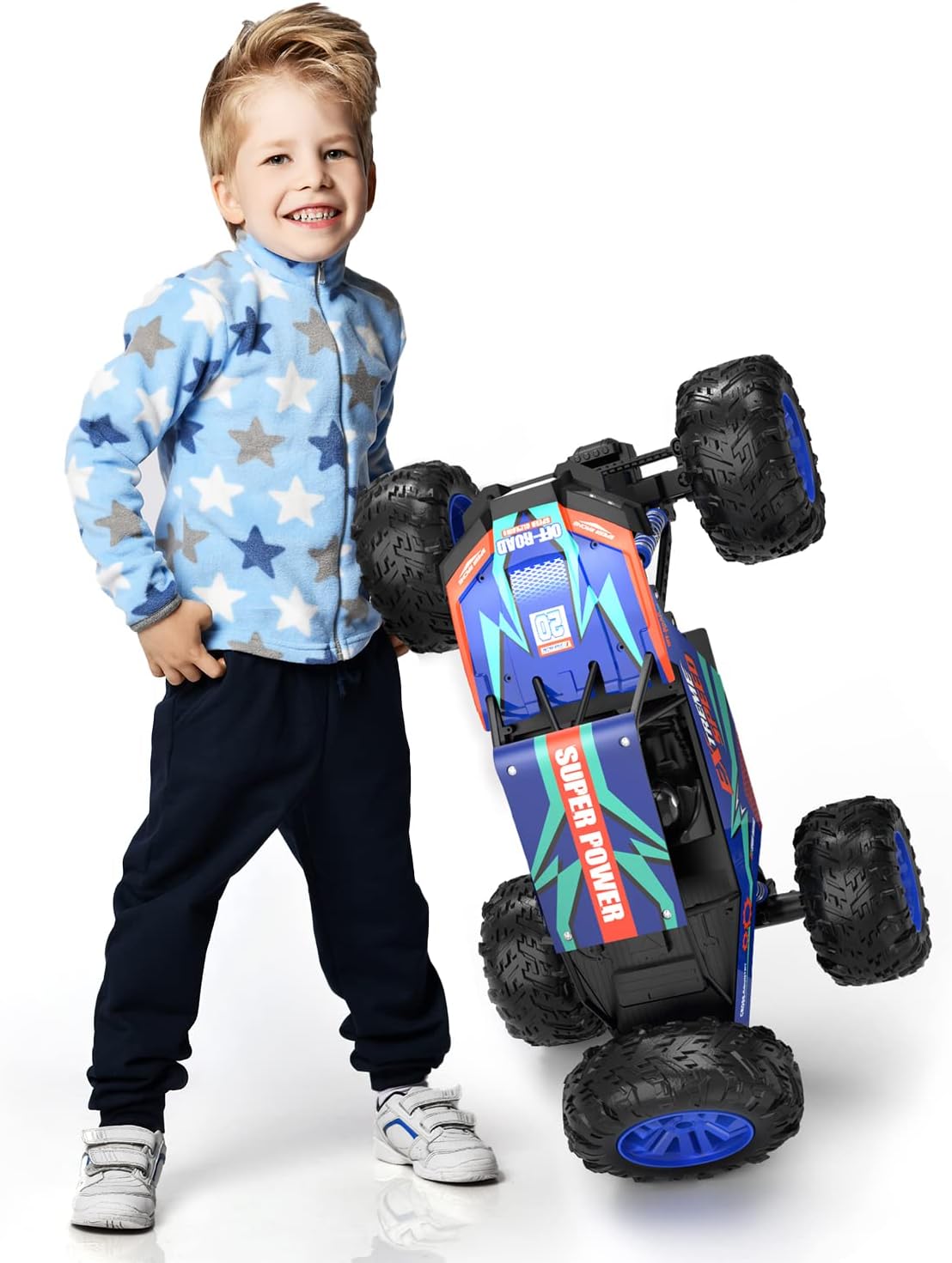 DEERC Large 1:8 Scale Remote Control Monster Truck for Adults Boys, Upgraded RC Cars Remote Control Car, Off Road with Realistic Sound, 2.4Ghz 4WD Toy All Terrain Climbing, 2 Batteries for 80 Min Play