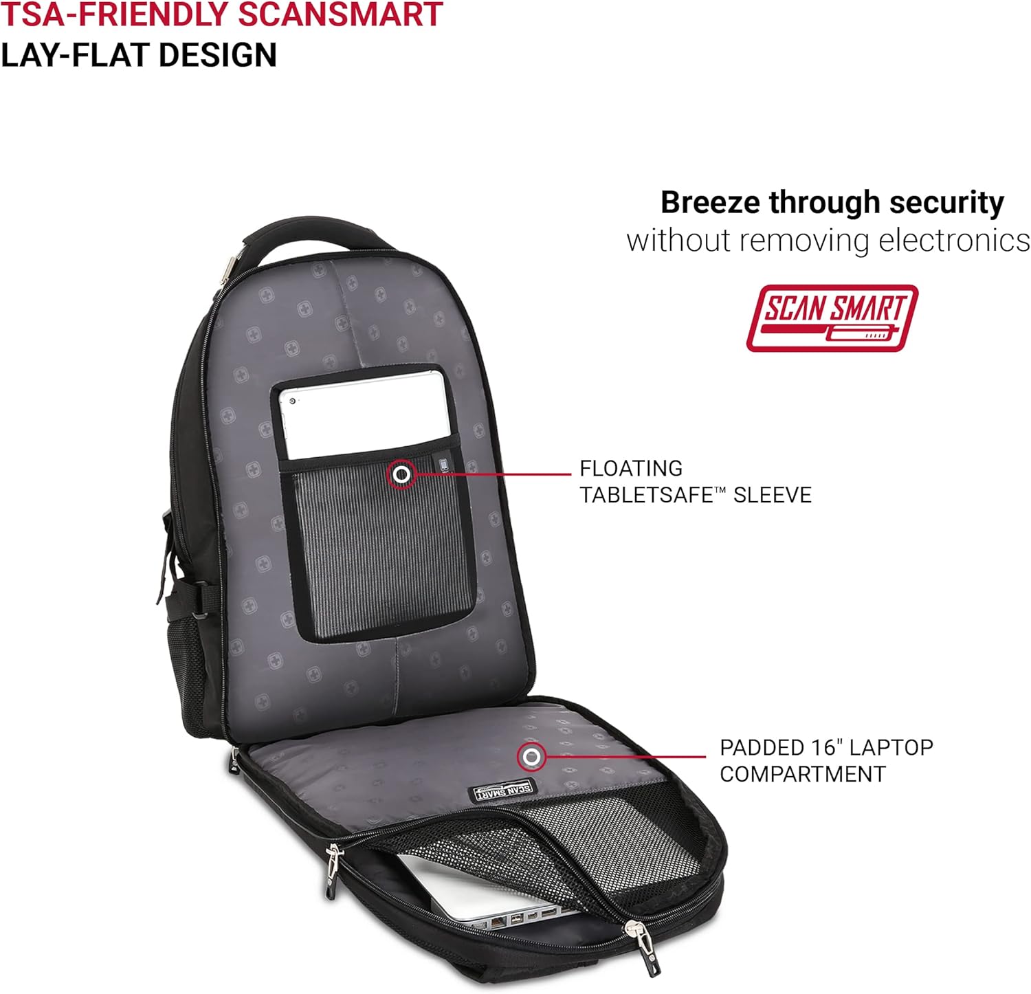 SwissGear 2769 ScanSmart Laptop Backpack, Black, 17.5-Inch