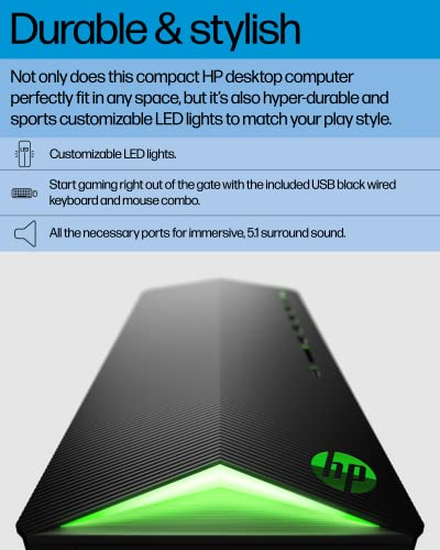 HP Pavilion Gaming Desktop, AMD Ryzen 7 5700G Processor, NVIDIA GeForce RTX 2060 graphic, 16 GB RAM, 1 TB SSD, Windows 11 Pro (TG01-2460, shadow black)