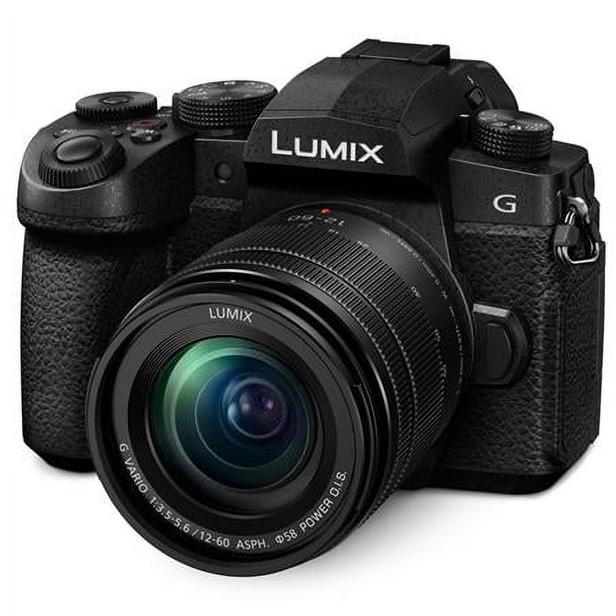 Lumix G95 Mirrorless Camera with Lumix G Vario 12-60mm f/3.5-5.6 MFT Lens Bundle with TTL Flash, 128GB SD Card, Backpack, Extra Battery, Charger, Tripod, Strap, Mic, and Accessories