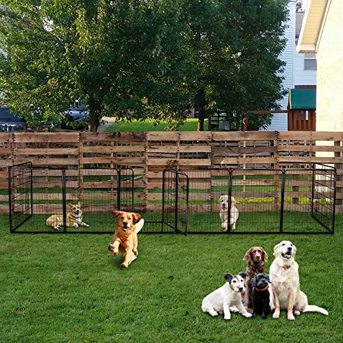 LEMY 16 Panels 32 in Pet Playpen Heavy Duty Metal Dog Exercise Fence Barrier，Outdoor & Indoor Foldable Pet Exericse Pen w/Door,Black