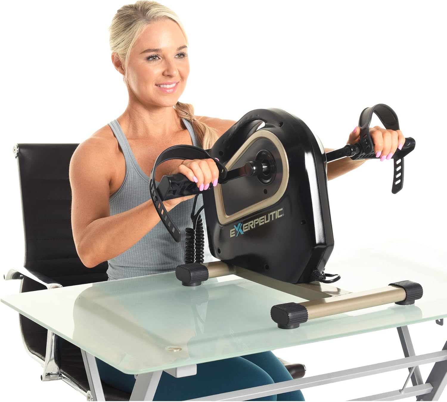 Exerpeutic 2000M Motorized Electric Legs and Arms Pedal Exerciser Mini Exercise Bike, Black