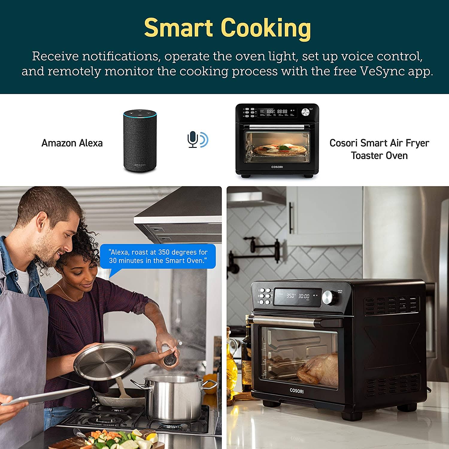 Cosori 12-in-1 Air Fryer Toaster Combo, Countertop Dehydrator for Chicken, Pizza and Cookies, Christmas Gift, Recipes u0026 Acce