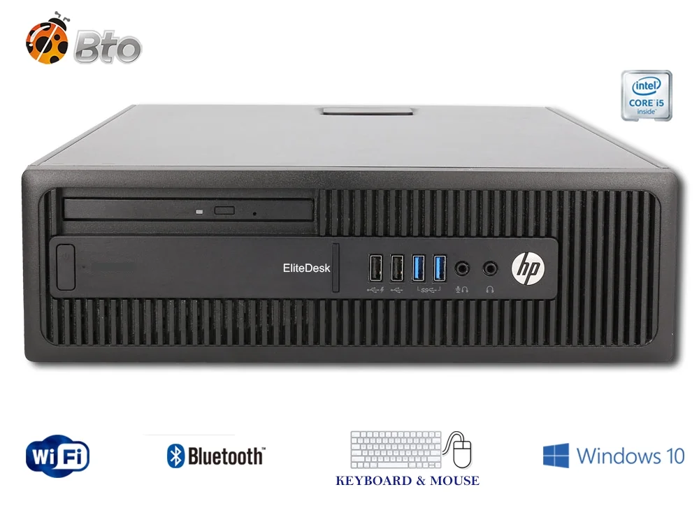 HP EliteDesk 800 G1 SFF Desktop Computer Core i5-4th, 8GB Ram, 2TB HDD, New 19"LCD, Keyboard & Mouse, WiFi, Bluetooth, Win10 Pro (Renewed)
