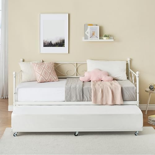 Black Metal Platform Sofa Bed Frame with Heavy Castor Metal Slats,Sofa Bed with Metal Headboard and Footboard,Suitable for Bedroom, Living Room,No Spring Box Needed,Black