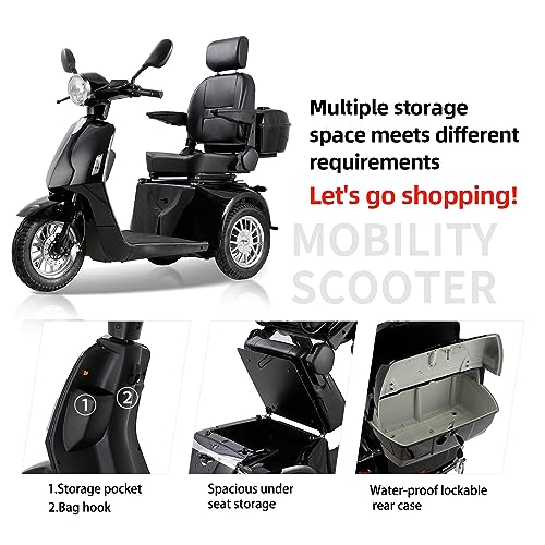 Folding Mobility Electric Trike 60V 800W,Mobility Scooters for Adults,3 Wheel Lightweight Portable Power Travel Scooters,36 Miles Long Range Electric Powered Wheelchair Device (Black)