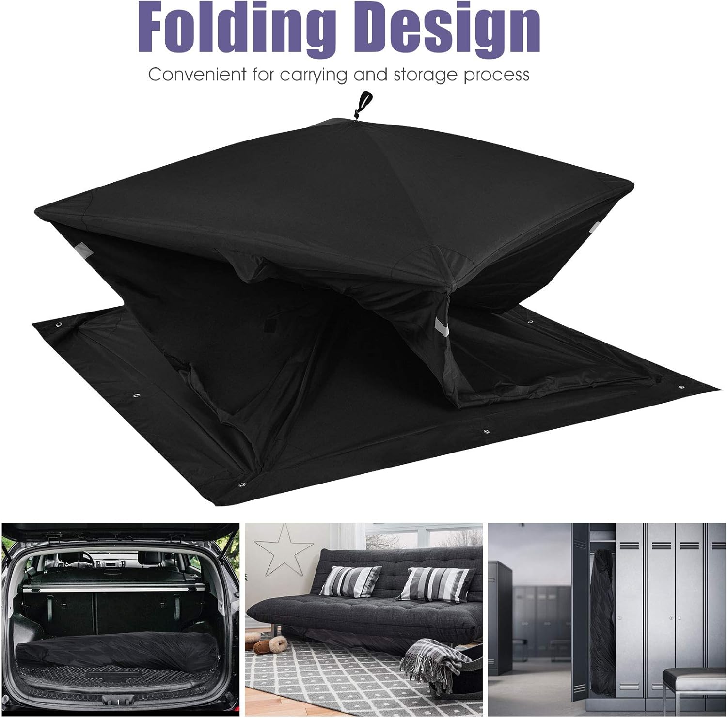 GYMAX Ice Shelter, Pop-up Waterproof Fishing Tent 2-Person Portable Ice Tent with Detachable Windows, Zippered Door & Carry Bag