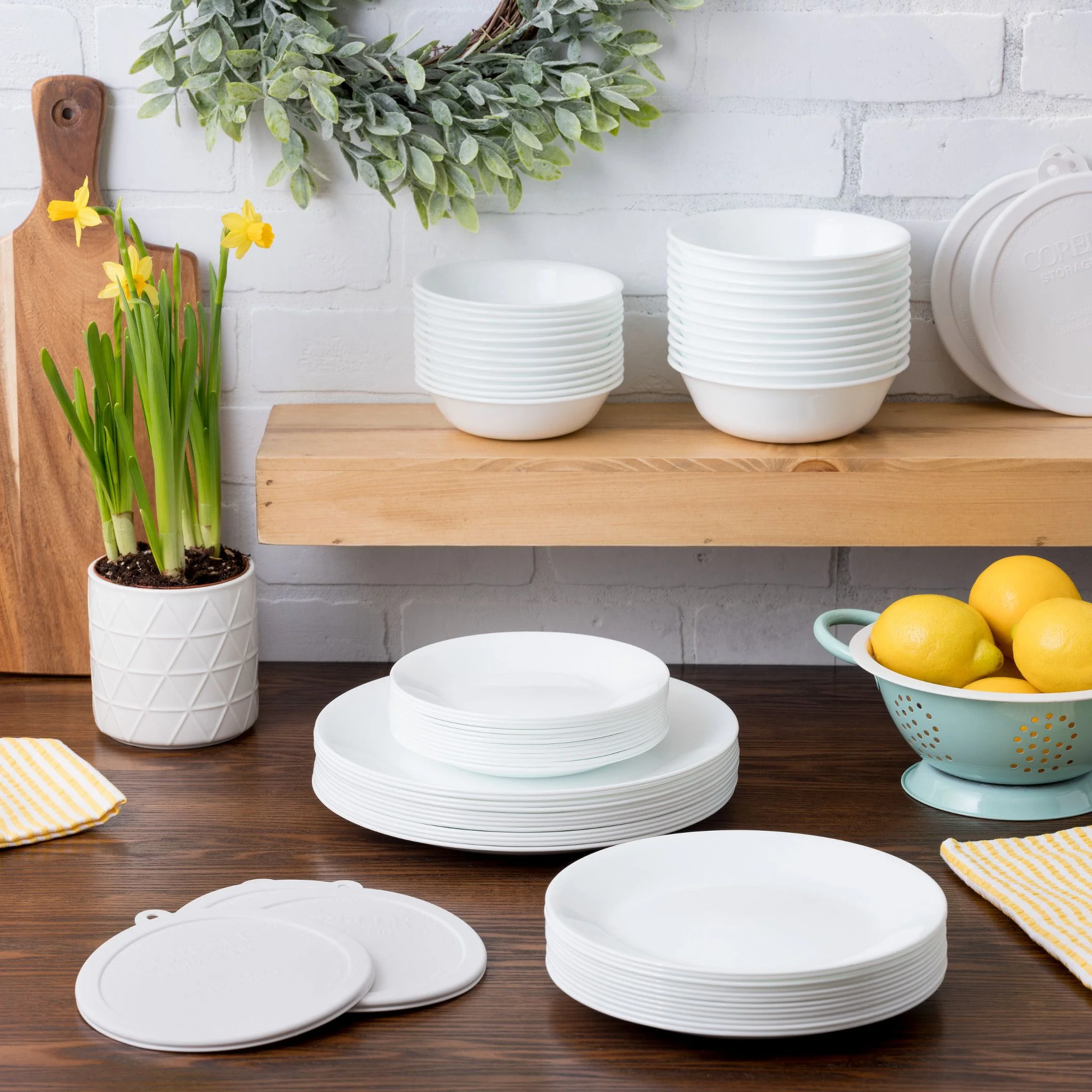 Corelle Livingware Winter Frost White, 66 Piece, Dinnerware Set