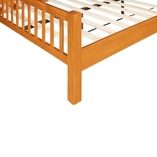Hampton Wooden Platform Bed with 2 Nightstands | Modern Low-Profile Bed with Full Slat Support System - No Box Spring Needed, Easy Assembly | Cherry, Queen