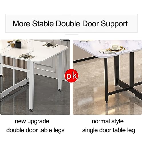 Folding Dining Table with Metal Bracket, Foldable Kitchen Table Extendable Versatile Table, Space Saving Dining Table with Adjustable Foot Pads (Color : B-White Bracket, Size : 100cm/39.3in)