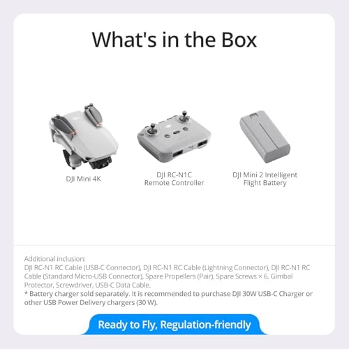 DJI Mini 4K Drone Quadcopter with Camera for Adults, Under 249 g, 3-Axis Gimbal Stabilization, 10km Video Transmission, Auto Return, Wind Resistance, 31-Min Flight Bundle with Deco Gear Accessories