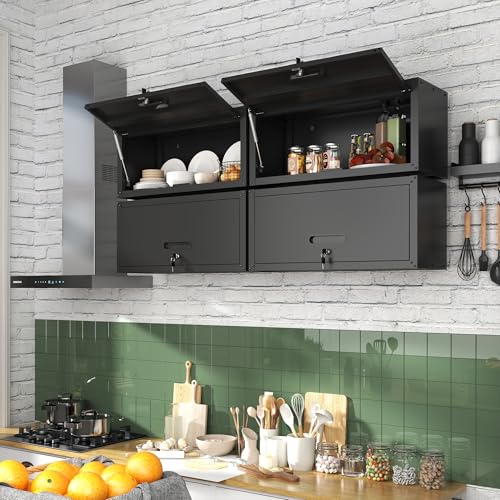 Metal Storage Cabinet with Wheels, Lockable Garage Cabinet with Doors and Shelves, Rolling Tool Storage, Assembly Required, Black
