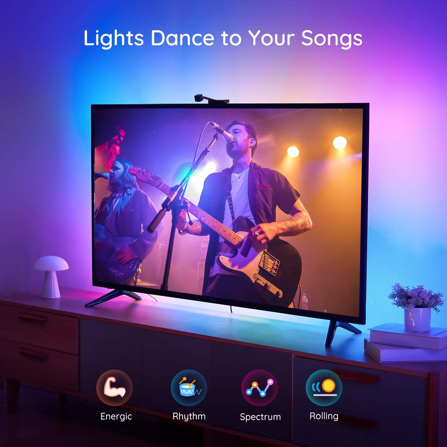 Govee Immersion TV LED Backlights with Camera, RGBIC Ambient Wi-Fi TV Backlights for 55-65 inch TVs PC, Works with Alexa & Google Assistant, App Control, Lights and Music Sync, Adapter, H6199