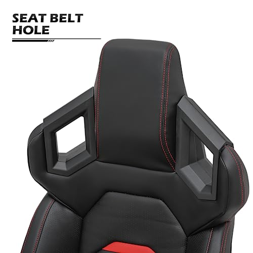 MoNiBloom Universal PVC Bucket Style Reclinable Sport PU Leather Simulator Racing Seat with Adjustable Lock Slide Red