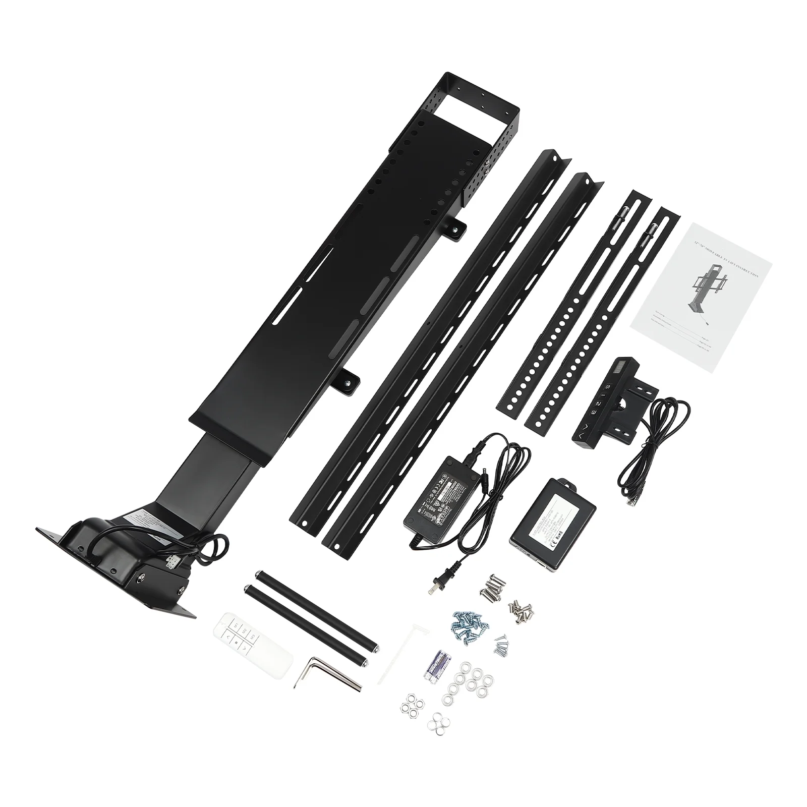 Aiqidi Swivel Motorized TV Lift 3.28Ft Stroke Motorized TV Mount w/Remote, Height Adjustable 32-70in, Load 176.4lb, Swivel L/R 45°