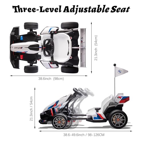 FORESEE 36V Licensed BMW Kids Electric Go Kart, Battery Powered Drift Kart w/Adjustable Seat, Ride On Toy for Big Kids Ages 6+, 8.6MPH Racing Go Cart w/600W Motor, LED Lights & Safety Belt, Black