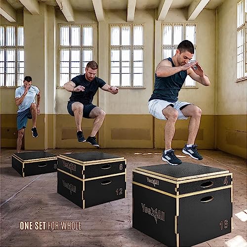 Yes4All Stackable Wood Plyometric Box for Jump Training, Jump Boxes for Home Gym Exercise, Fitness and Conditioning