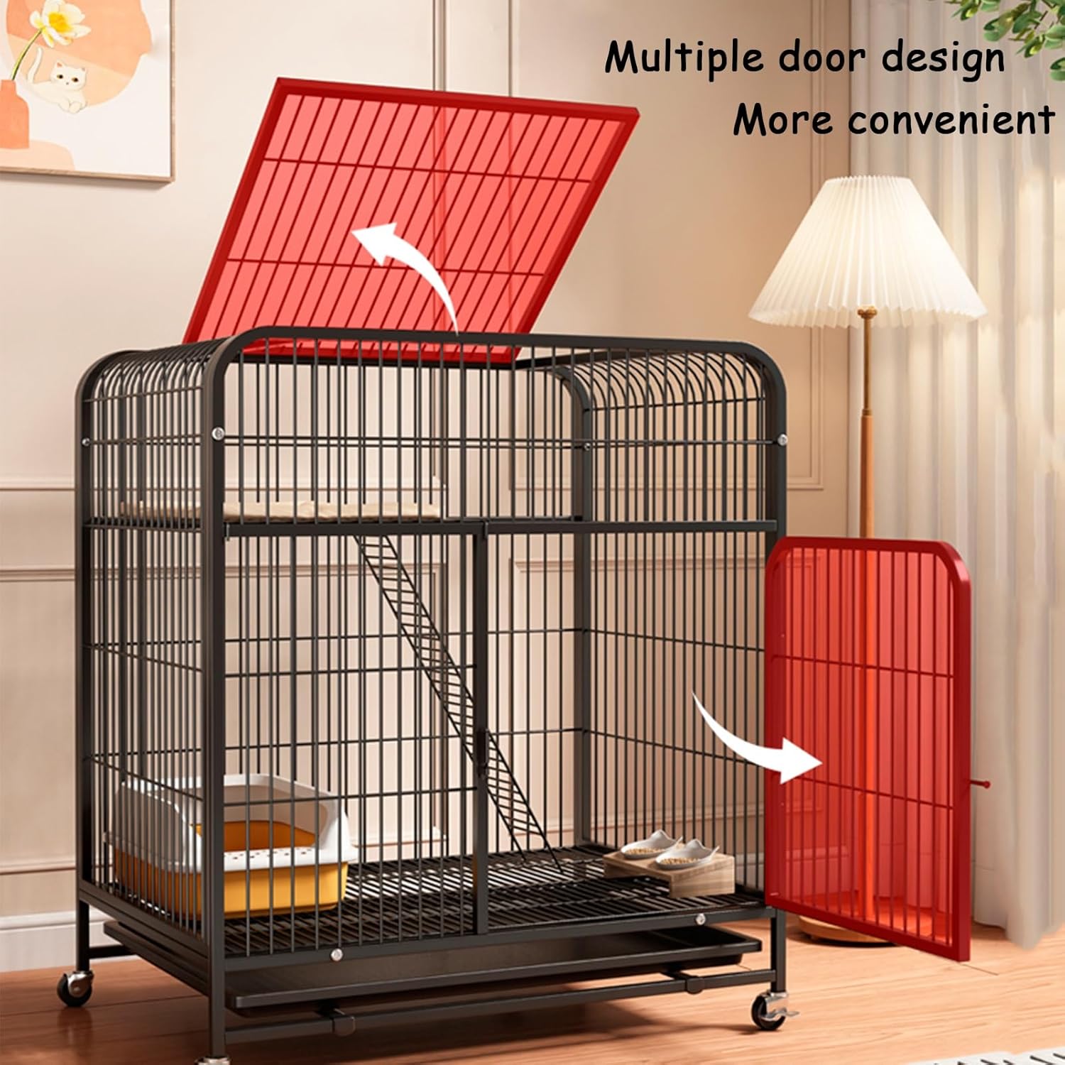 Cat Cage, Cat Enclosure with Cat Litter Box, Large 2/3 Tier Cat Playpen Cat Kennels, Exercise Place Ideal for 1-2 Cat
