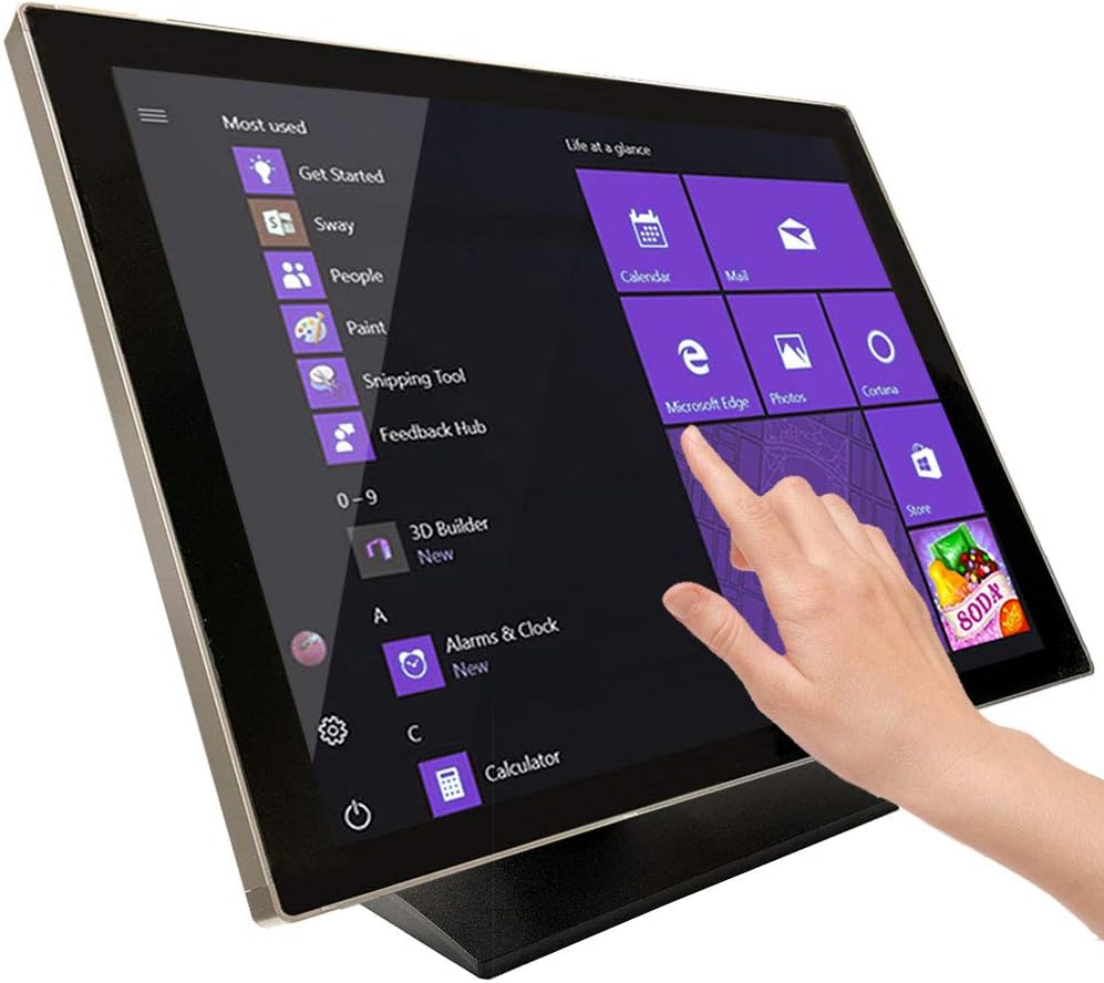 24" Capacitive LED Backlit Multi-Touch HDMI VGA Monitor with 16:9 Display 1080p, True Flat Seamless Design Touchscreen, Great for Office, POS, Retail, Restaurant