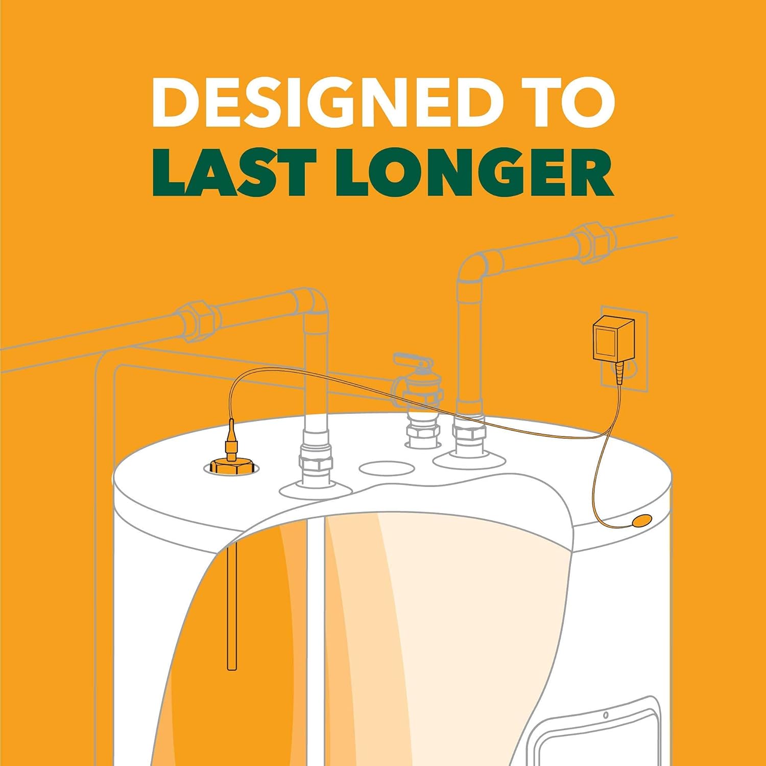 Corro-Protec? Powered Anode Rod for Water Heater, 20-Year Warranty, Eliminates Rotten Egg/Sulfur Smell within 24 hours, Stops Corrosion and Reduces Limescale, Electrical Anode Rod Made of Titanium