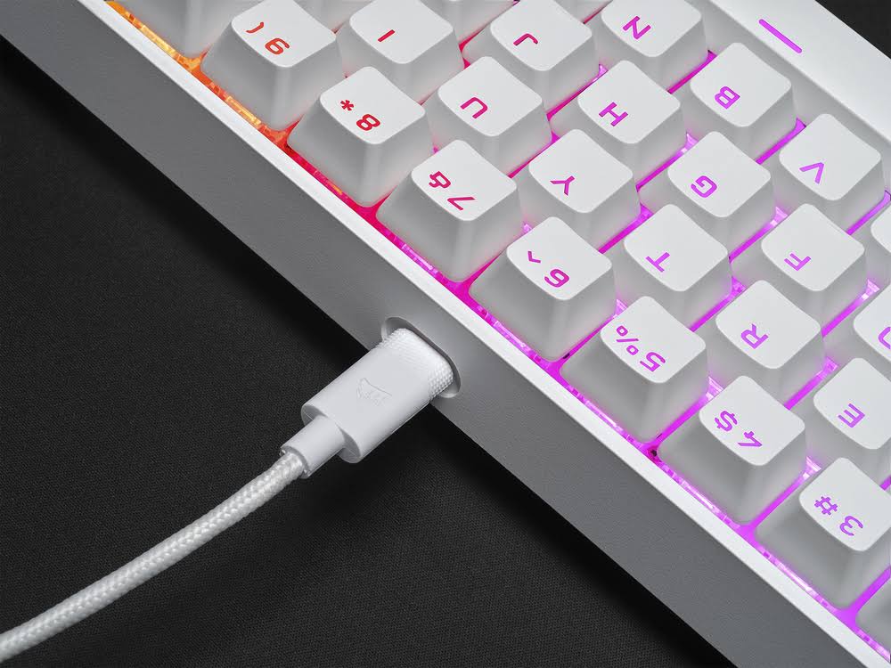 Corsair K65 RGB Mini 60% Mechanical Gaming Keyboard - Cherry MX Speed - White