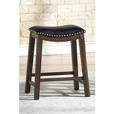 Kirkland's Black Ella Saddle Counter Stool with Nailhead Trim