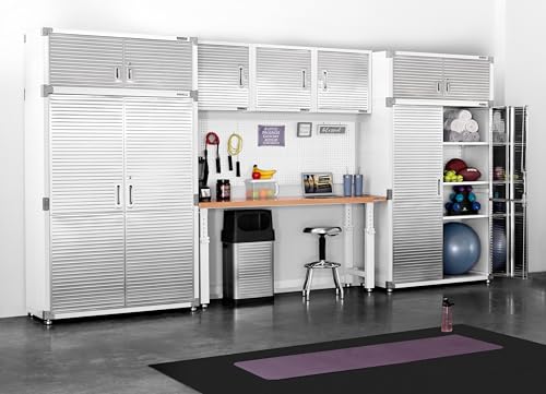 Seville Classics UltraHD Solid Steel Lockable Metal Storage Cabinet Locker Organizer, w/Adjustable Shelves for Garage, Warehouse, Office, Classroom, Granite, 48" W x 24" D x 72" H