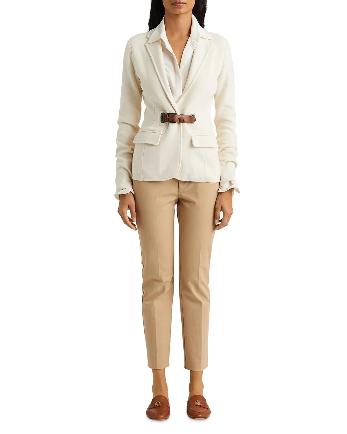 Lauren Ralph Lauren Combed Cotton Blazer - Mas Cream/ Cuoio