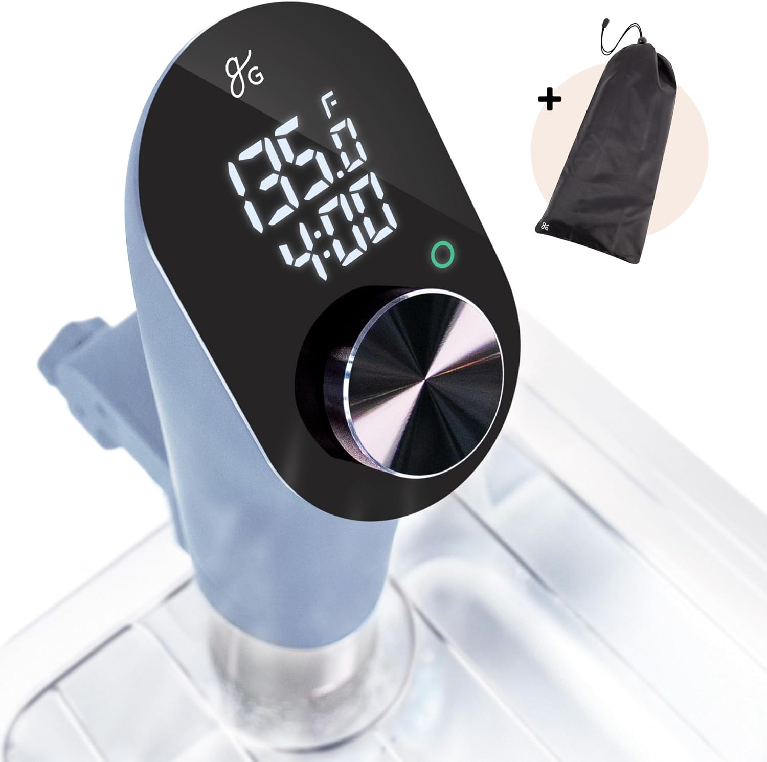 Greater Goods Holiday Sous Vide Bundle with Sous Vide Cooker, Container, and Silicone Weights, Designed in St. Louis. Stone Blue.