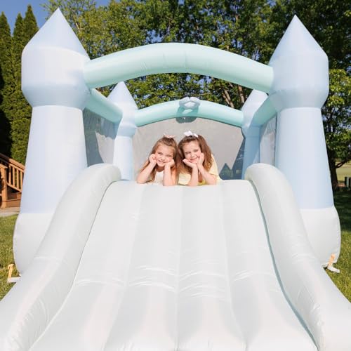 Bounceland Bouncy Castle Daydreamer Mist Bounce House, Pastel Bouncer with Slide, 12 ft L x 9 ft W x 7 ft H, UL Blower Included, Trendy Bouncer for Kids, Indoor and Outdoor Use